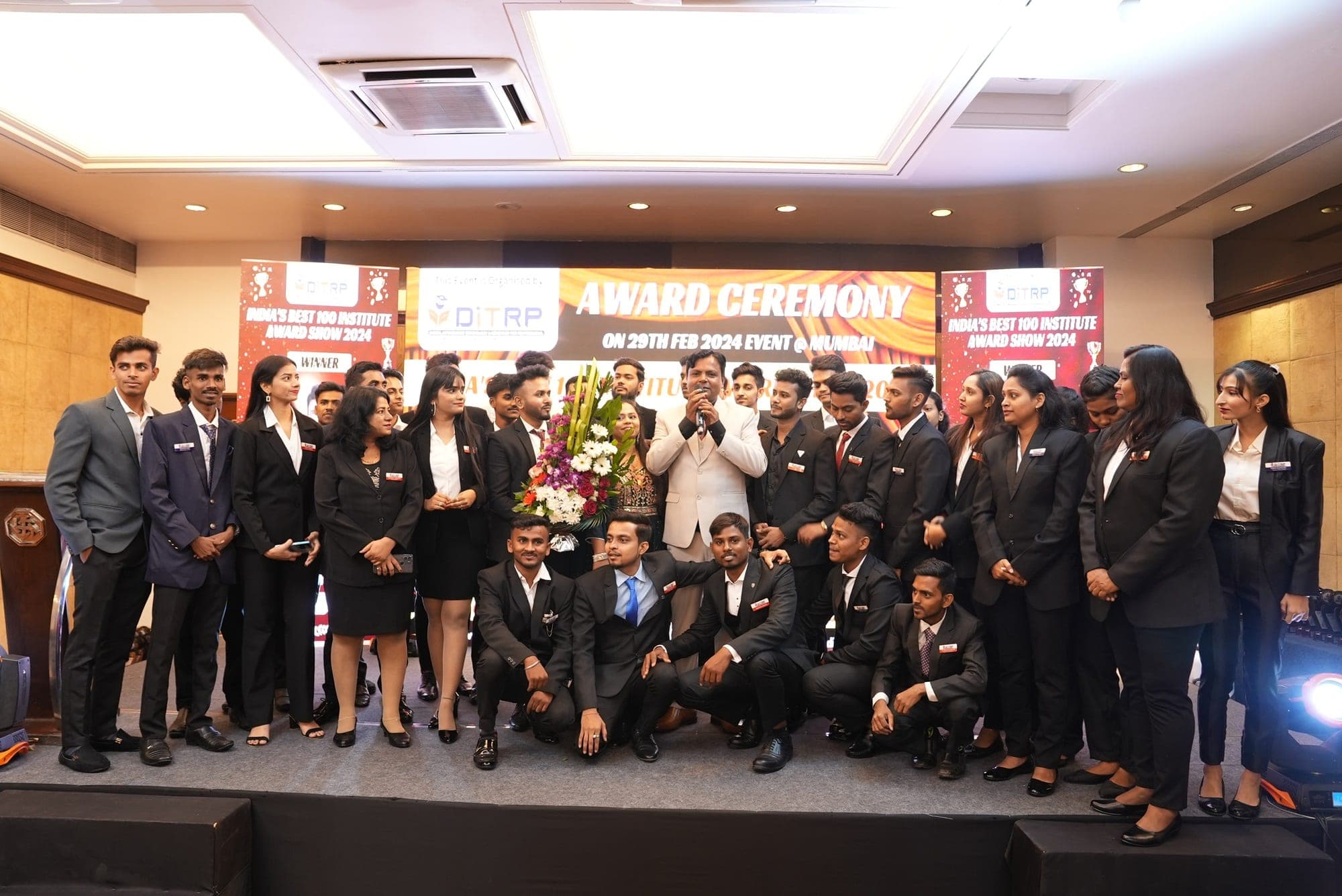 The DITRP India team on stage at the India's Best 100 Institute Award Show, Mumbai